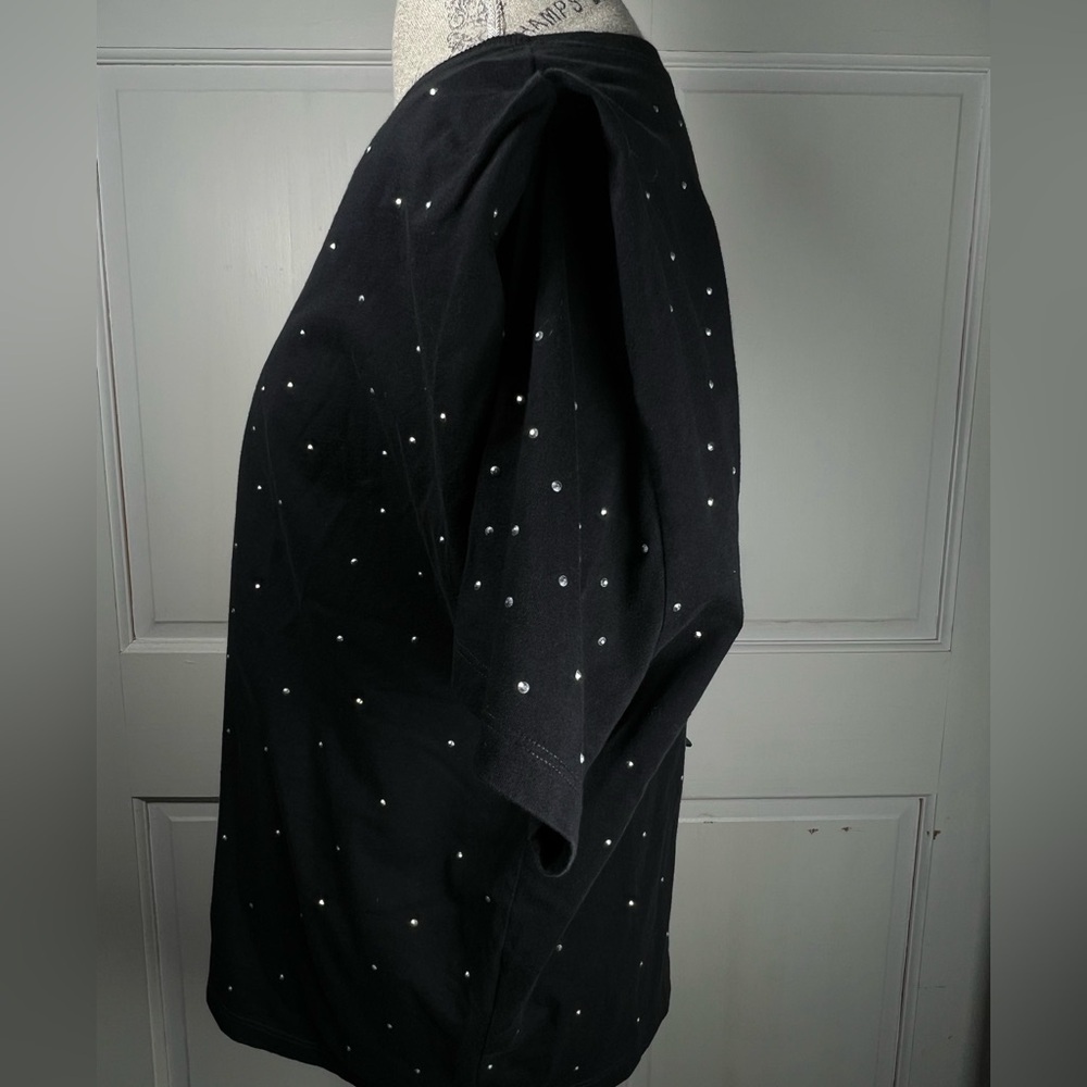 Tenis Brand Black Rhinestone Embellished Cap Sleeve Excellent condition Size L - Picture 4 of 6